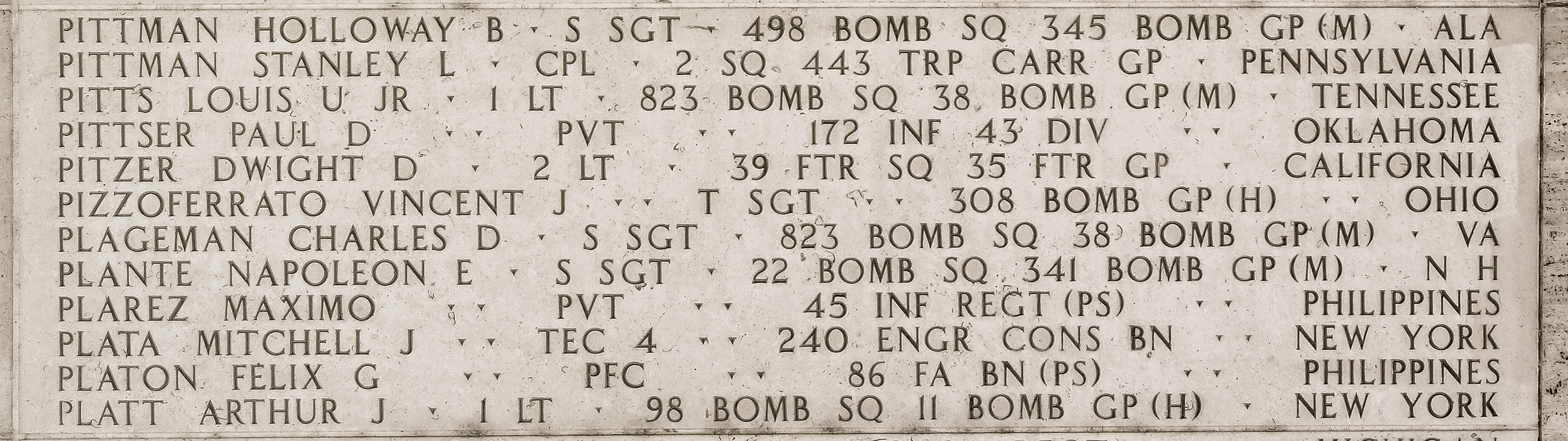 Louis U. Pitts, First Lieutenant